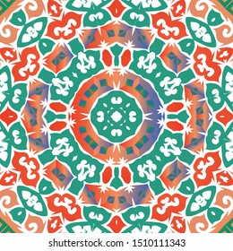 Antique talavera tiles patchwork. Original design. Vector seamless pattern poster. Red mexican ornamental  decor for bags, smartphone cases, T-shirts, linens or scrapbooking.