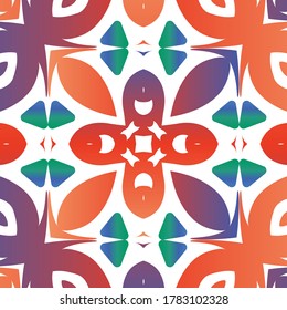 Antique talavera tiles patchwork. Original design. Vector seamless pattern template. Red mexican ornamental  decor for bags, smartphone cases, T-shirts, linens or scrapbooking.
