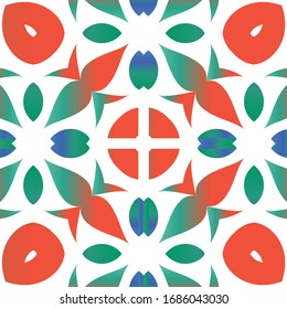 Antique talavera tiles patchwork. Stylish design. Vector seamless pattern elements. Red mexican ornamental  decor for bags, smartphone cases, T-shirts, linens or scrapbooking.