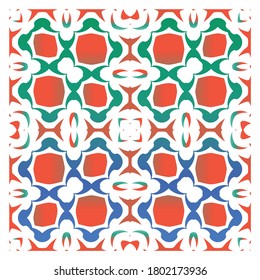 Antique talavera tiles patchwork. Universal design. Vector seamless pattern flyer. Red mexican ornamental  decor for bags, smartphone cases, T-shirts, linens or scrapbooking.