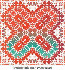 Antique talavera tiles patchwork. Universal design. Vector seamless pattern arabesque. Red mexican ornamental  decor for bags, smartphone cases, T-shirts, linens or scrapbooking.