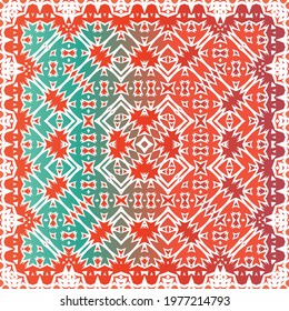 Antique talavera tiles patchwork. Universal design. Vector seamless pattern arabesque. Red mexican ornamental  decor for bags, smartphone cases, T-shirts, linens or scrapbooking.