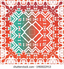 Antique talavera tiles patchwork. Universal design. Vector seamless pattern arabesque. Red mexican ornamental  decor for bags, smartphone cases, T-shirts, linens or scrapbooking.