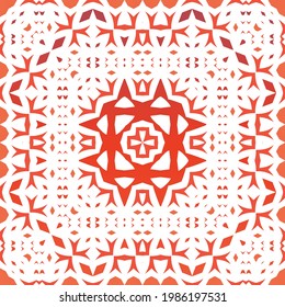 Baldosas de talavera antigua. Diseño universal. Patrón de vectores sin fisuras arabesco. Decoración ornamental mexicana roja para bolsas, estuches para smartphones, camisetas, ropa de cama o rayado.