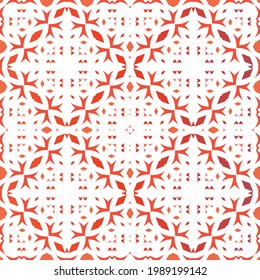 Antique talavera tiles patchwork. Universal design. Vector seamless pattern arabesque. Red mexican ornamental  decor for bags, smartphone cases, T-shirts, linens or scrapbooking.