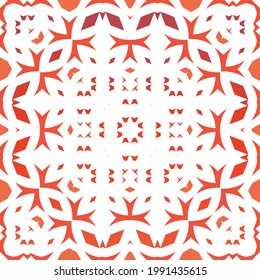 Baldosas de talavera antigua. Diseño universal. Patrón de vectores sin fisuras arabesco. Decoración ornamental mexicana roja para bolsas, estuches para smartphones, camisetas, ropa de cama o rayado.