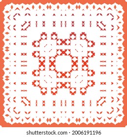 Antique talavera tiles patchwork. Universal design. Vector seamless pattern arabesque. Red mexican ornamental  decor for bags, smartphone cases, T-shirts, linens or scrapbooking.