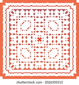 Antique talavera tiles patchwork. Universal design. Vector seamless pattern arabesque. Red mexican ornamental  decor for bags, smartphone cases, T-shirts, linens or scrapbooking.