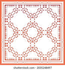Antique talavera tiles patchwork. Universal design. Vector seamless pattern arabesque. Red mexican ornamental  decor for bags, smartphone cases, T-shirts, linens or scrapbooking.