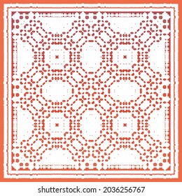 Antique talavera tiles patchwork. Universal design. Vector seamless pattern arabesque. Red mexican ornamental  decor for bags, smartphone cases, T-shirts, linens or scrapbooking.