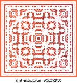 Antique talavera tiles patchwork. Universal design. Vector seamless pattern arabesque. Red mexican ornamental  decor for bags, smartphone cases, T-shirts, linens or scrapbooking.