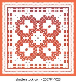 Antique talavera tiles patchwork. Universal design. Vector seamless pattern arabesque. Red mexican ornamental  decor for bags, smartphone cases, T-shirts, linens or scrapbooking.