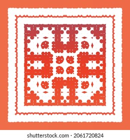 Antique talavera tiles patchwork. Universal design. Vector seamless pattern arabesque. Red mexican ornamental  decor for bags, smartphone cases, T-shirts, linens or scrapbooking.