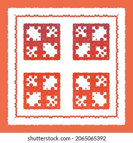 Antique talavera tiles patchwork. Universal design. Vector seamless pattern arabesque. Red mexican ornamental  decor for bags, smartphone cases, T-shirts, linens or scrapbooking.