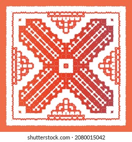 Antique talavera tiles patchwork. Universal design. Vector seamless pattern arabesque. Red mexican ornamental  decor for bags, smartphone cases, T-shirts, linens or scrapbooking.