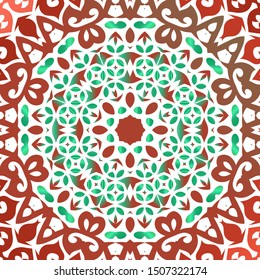 Antique talavera tiles patchwork. Vector seamless pattern trellis. Creative design. Red mexican ornamental  decor for bags, smartphone cases, T-shirts, linens or scrapbooking.