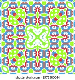 Antique talavera tiles patchwork. Vector seamless pattern template. Original design. Red mexican ornamental  decor for bags, smartphone cases, T-shirts, linens or scrapbooking.
