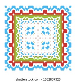 Antique talavera tiles patchwork. Vector seamless pattern trellis. Bathroom design. Red mexican ornamental  decor for bags, smartphone cases, T-shirts, linens or scrapbooking.