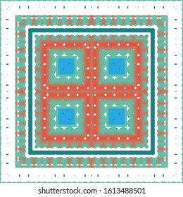 Antique talavera tiles patchwork. Vector seamless pattern texture. Hand drawn design. Red mexican ornamental  decor for bags, smartphone cases, T-shirts, linens or scrapbooking.
