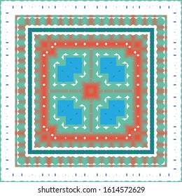 Antique talavera tiles patchwork. Vector seamless pattern texture. Hand drawn design. Red mexican ornamental  decor for bags, smartphone cases, T-shirts, linens or scrapbooking.