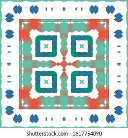 Antique talavera tiles patchwork. Vector seamless pattern texture. Hand drawn design. Red mexican ornamental  decor for bags, smartphone cases, T-shirts, linens or scrapbooking.