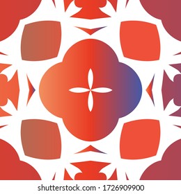 Antique talavera tiles patchwork. Vector seamless pattern poster. Original design. Red mexican ornamental  decor for bags, smartphone cases, T-shirts, linens or scrapbooking.