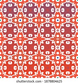 Antique talavera tiles patchwork. Vector seamless pattern elements. Hand drawn design. Red mexican ornamental  decor for bags, smartphone cases, T-shirts, linens or scrapbooking.