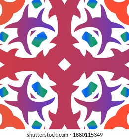 Antique talavera tiles patchwork. Vector seamless pattern collage. Stylish design. Red mexican ornamental  decor for bags, smartphone cases, T-shirts, linens or scrapbooking.