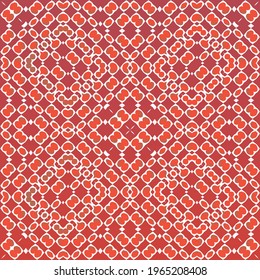 Antique talavera tiles patchwork. Vector seamless pattern elements. Bathroom design. Red mexican ornamental  decor for bags, smartphone cases, T-shirts, linens or scrapbooking.