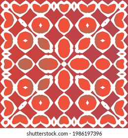 Antique talavera tiles patchwork. Vector seamless pattern elements. Bathroom design. Red mexican ornamental  decor for bags, smartphone cases, T-shirts, linens or scrapbooking.