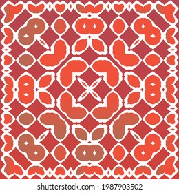 Antique talavera tiles patchwork. Vector seamless pattern elements. Bathroom design. Red mexican ornamental  decor for bags, smartphone cases, T-shirts, linens or scrapbooking.