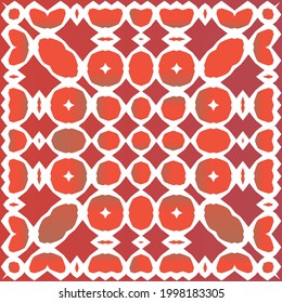 Antique talavera tiles patchwork. Vector seamless pattern elements. Bathroom design. Red mexican ornamental  decor for bags, smartphone cases, T-shirts, linens or scrapbooking.