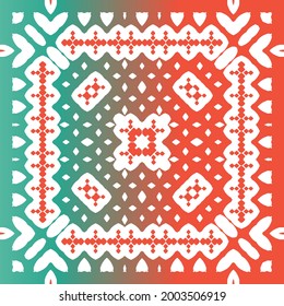 Antique talavera tiles patchwork. Vector seamless pattern trellis. Creative design. Red mexican ornamental  decor for bags, smartphone cases, T-shirts, linens or scrapbooking.
