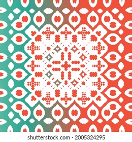 Antique talavera tiles patchwork. Vector seamless pattern trellis. Creative design. Red mexican ornamental  decor for bags, smartphone cases, T-shirts, linens or scrapbooking.