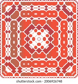 Antique talavera tiles patchwork. Vector seamless pattern elements. Bathroom design. Red mexican ornamental  decor for bags, smartphone cases, T-shirts, linens or scrapbooking.