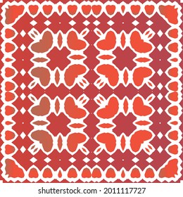 Fliesen-Fliesen-Fliesen aus der Antike. Vektornahtlose Musterelemente. Das Badezimmer ist sehr schön. Rote mexikanische Dekoration für Taschen, Smartphone-Kisten, T-Shirts, Bettwäsche oder Scrapbooking.