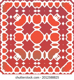 Antique talavera tiles patchwork. Vector seamless pattern elements. Bathroom design. Red mexican ornamental  decor for bags, smartphone cases, T-shirts, linens or scrapbooking.