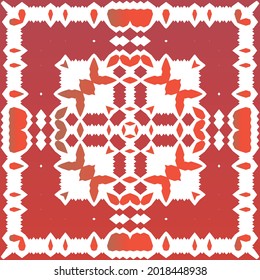 Antique talavera tiles patchwork. Vector seamless pattern elements. Bathroom design. Red mexican ornamental  decor for bags, smartphone cases, T-shirts, linens or scrapbooking.