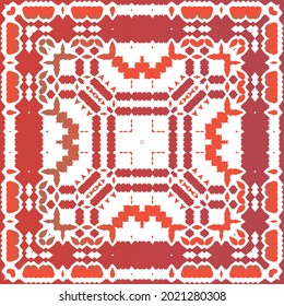 Antique talavera tiles patchwork. Vector seamless pattern elements. Bathroom design. Red mexican ornamental  decor for bags, smartphone cases, T-shirts, linens or scrapbooking.