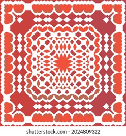 Antique talavera tiles patchwork. Vector seamless pattern elements. Bathroom design. Red mexican ornamental  decor for bags, smartphone cases, T-shirts, linens or scrapbooking.