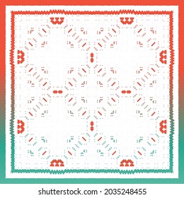 Antique talavera tiles patchwork. Vector seamless pattern trellis. Creative design. Red mexican ornamental  decor for bags, smartphone cases, T-shirts, linens or scrapbooking.