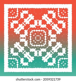 Antique talavera tiles patchwork. Vector seamless pattern trellis. Creative design. Red mexican ornamental  decor for bags, smartphone cases, T-shirts, linens or scrapbooking.
