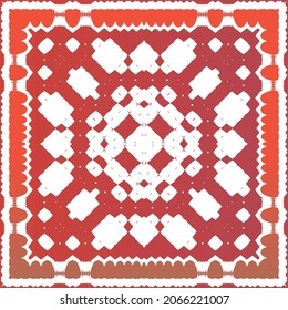 Antique talavera tiles patchwork. Vector seamless pattern elements. Bathroom design. Red mexican ornamental  decor for bags, smartphone cases, T-shirts, linens or scrapbooking.