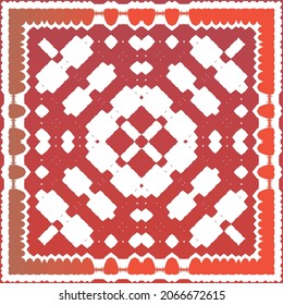 Antique talavera tiles patchwork. Vector seamless pattern elements. Bathroom design. Red mexican ornamental  decor for bags, smartphone cases, T-shirts, linens or scrapbooking.