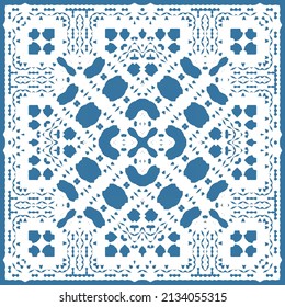 Antique talavera tiles patchwork. Vector seamless pattern arabesque. Bathroom design. Red mexican ornamental  decor for bags, smartphone cases, T-shirts, linens or scrapbooking.