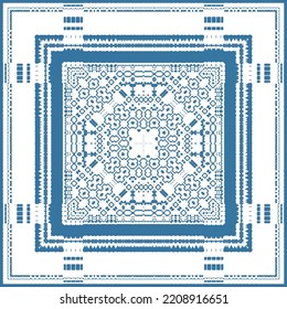 Antique talavera tiles patchwork. Vector seamless pattern arabesque. Bathroom design. Red mexican ornamental  decor for bags, smartphone cases, T-shirts, linens or scrapbooking.
