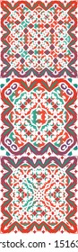 Antique talavera tiles patchworks. Bathroom design. Set of vector seamless patterns. Red mexican ornamental  decor for bags, smartphone cases, T-shirts, linens or scrapbooking.