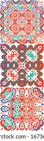 Antique talavera tiles patchworks. Bathroom design. Set of vector seamless patterns. Red mexican ornamental  decor for bags, smartphone cases, T-shirts, linens or scrapbooking.