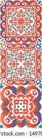 Antique talavera tiles patchworks. Collection of vector seamless patterns. Graphic design. Red mexican ornamental  decor for bags, smartphone cases, T-shirts, linens or scrapbooking.