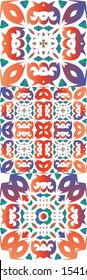 Antique talavera tiles patchworks. Collection of vector seamless patterns. Fashionable design. Red mexican ornamental  decor for bags, smartphone cases, T-shirts, linens or scrapbooking.